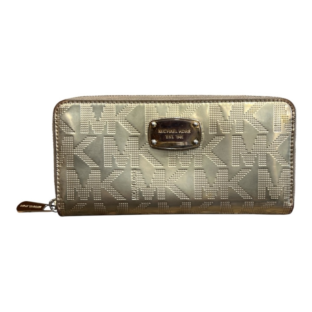 Michael Kors Jet Set Large Metallic Logo Continental Wallet.
